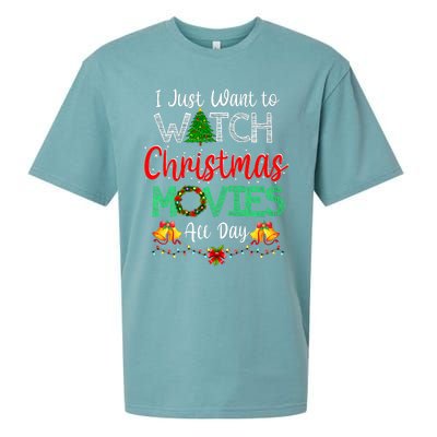 I Just Want To Watch Christmas Movies Funny Xmas Gifts Sueded Cloud Jersey T-Shirt