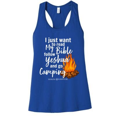 I Just Wanna Read My Bible Follow Yeshua And Go Camping Cool Gift Women's Racerback Tank