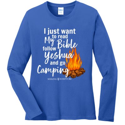 I Just Wanna Read My Bible Follow Yeshua And Go Camping Cool Gift Ladies Long Sleeve Shirt