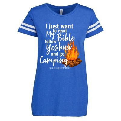 I Just Wanna Read My Bible Follow Yeshua And Go Camping Cool Gift Enza Ladies Jersey Football T-Shirt