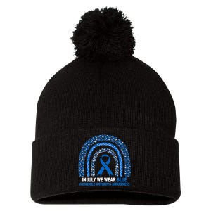 In July We Wear Blue Juvenile Arthritis Pom Pom 12in Knit Beanie