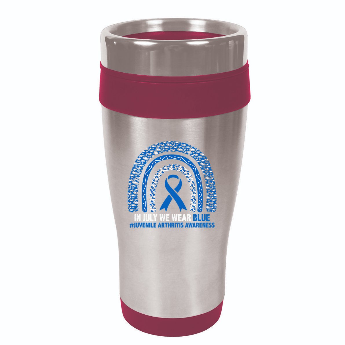 In July We Wear Blue Juvenile Arthritis 16oz Travel Tumbler