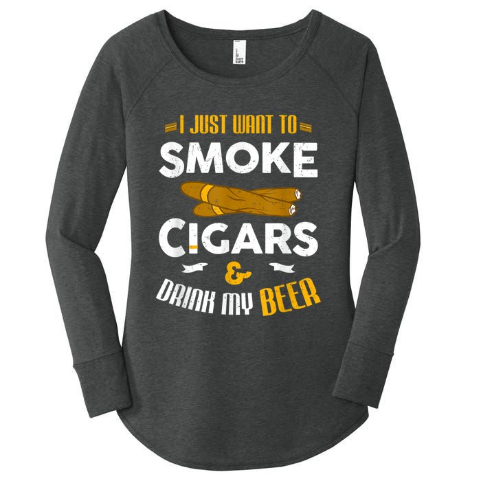 I Just Want To Smoke Cigars And Drink My Beer Cigar Women's Perfect Tri Tunic Long Sleeve Shirt