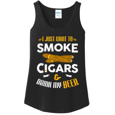 I Just Want To Smoke Cigars And Drink My Beer Cigar Ladies Essential Tank