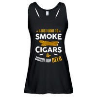 I Just Want To Smoke Cigars And Drink My Beer Cigar Ladies Essential Flowy Tank