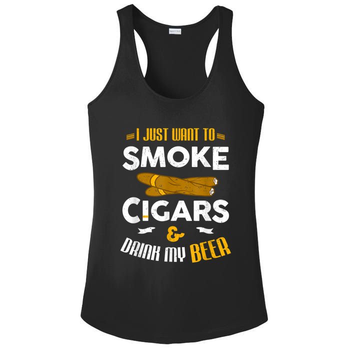 I Just Want To Smoke Cigars And Drink My Beer Cigar Ladies PosiCharge Competitor Racerback Tank