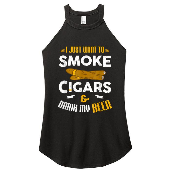 I Just Want To Smoke Cigars And Drink My Beer Cigar Women's Perfect Tri Rocker Tank