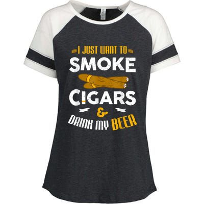 I Just Want To Smoke Cigars And Drink My Beer Cigar Enza Ladies Jersey Colorblock Tee