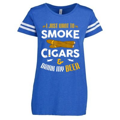 I Just Want To Smoke Cigars And Drink My Beer Cigar Enza Ladies Jersey Football T-Shirt