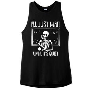 Ill Just Wait Until Its Quiet Teacher Lazy Halloween Costume Ladies PosiCharge Tri-Blend Wicking Tank