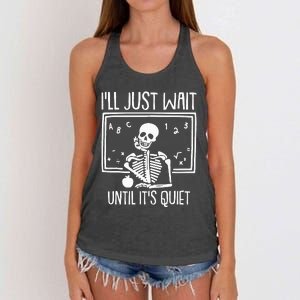 Ill Just Wait Until Its Quiet Teacher Lazy Halloween Costume Women's Knotted Racerback Tank