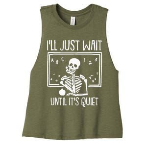 Ill Just Wait Until Its Quiet Teacher Lazy Halloween Costume Women's Racerback Cropped Tank