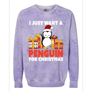 I Just Want A Penguin For Christmas Cute Penguin Christmas Gift Colorblast Crewneck Sweatshirt