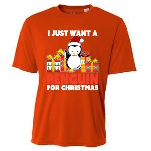 I Just Want A Penguin For Christmas Cute Penguin Christmas Gift Cooling Performance Crew T-Shirt