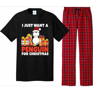 I Just Want A Penguin For Christmas Cute Penguin Christmas Gift Pajama Set