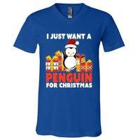 I Just Want A Penguin For Christmas Cute Penguin Christmas Gift V-Neck T-Shirt