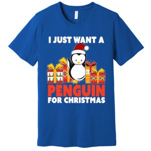 I Just Want A Penguin For Christmas Cute Penguin Christmas Gift Premium T-Shirt