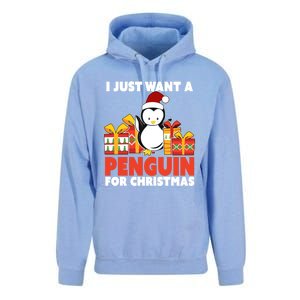 I Just Want A Penguin For Christmas Cute Penguin Christmas Gift Unisex Surf Hoodie