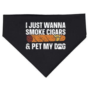 I Just Wanna Smoke Cigars And Pet My Dog Cigar Lounge USA-Made Doggie Bandana