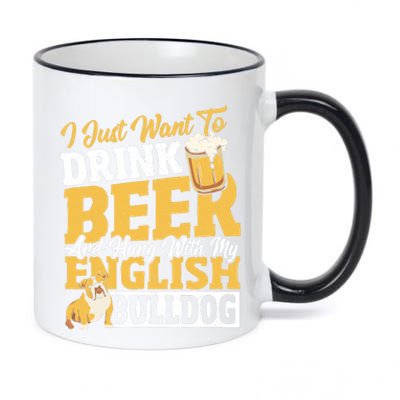 I Just Want To Drink Beer And Hang With My English Bulldog 11oz Black Color Changing Mug