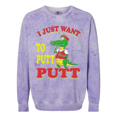 I Just Want To Putt Mini Golf Colorblast Crewneck Sweatshirt