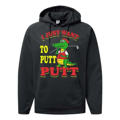 I Just Want To Putt Mini Golf Performance Fleece Hoodie