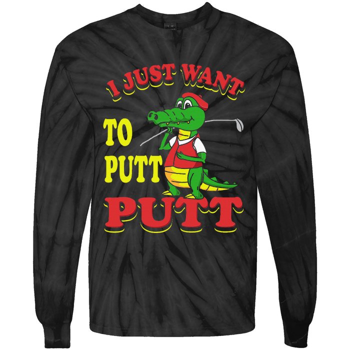 I Just Want To Putt Mini Golf Tie-Dye Long Sleeve Shirt