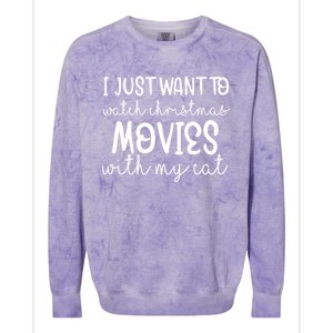 I Just Want To Watch Christmas Movies With My Cat Funny San Cute Gift Colorblast Crewneck Sweatshirt