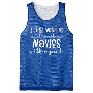 I Just Want To Watch Christmas Movies With My Cat Funny San Cute Gift Mesh Reversible Basketball Jersey Tank