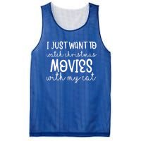 I Just Want To Watch Christmas Movies With My Cat Funny San Cute Gift Mesh Reversible Basketball Jersey Tank