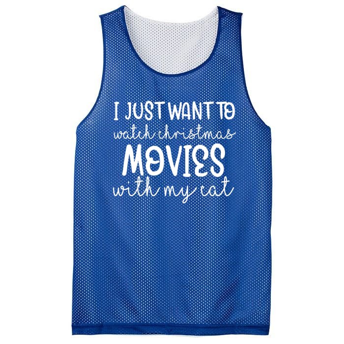 I Just Want To Watch Christmas Movies With My Cat Funny San Cute Gift Mesh Reversible Basketball Jersey Tank