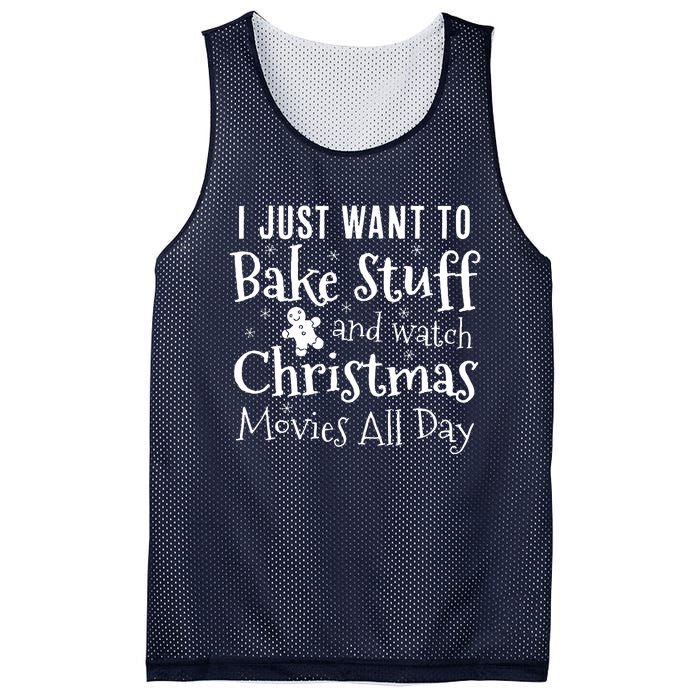 I Just Want To Bake Stuff And Watch Christmas Movies Red Mesh Reversible Basketball Jersey Tank