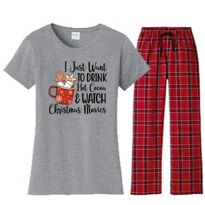 I Just Want To Drink Hot Cocoa And Watch Christmas Movies Women's Flannel Pajama Set