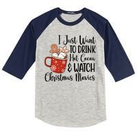 I Just Want To Drink Hot Cocoa And Watch Christmas Movies Kids Colorblock Raglan Jersey