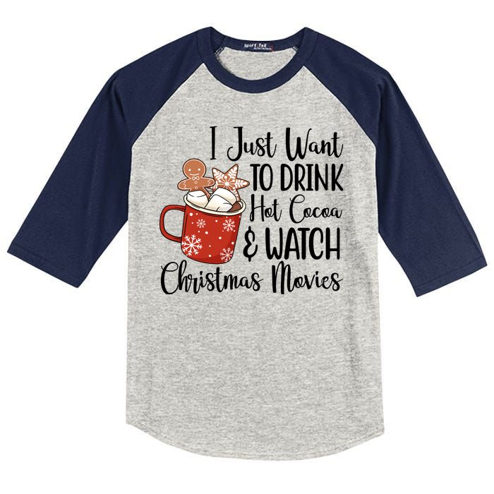 I Just Want To Drink Hot Cocoa And Watch Christmas Movies Kids Colorblock Raglan Jersey