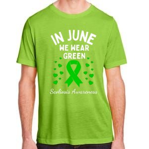 In June We Wear Green Ribbon Heart Scoliosis Awareness Gift Adult ChromaSoft Performance T-Shirt