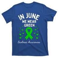 In June We Wear Green Ribbon Heart Scoliosis Awareness Gift T-Shirt