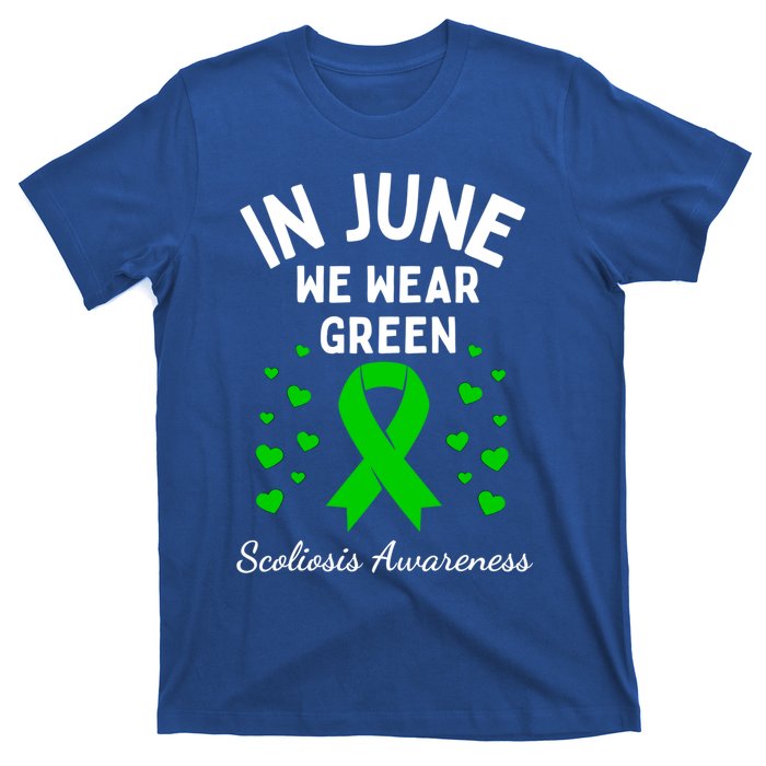 In June We Wear Green Ribbon Heart Scoliosis Awareness Gift T-Shirt