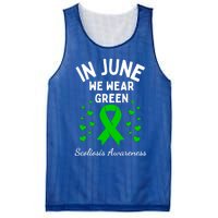 In June We Wear Green Ribbon Heart Scoliosis Awareness Gift Mesh Reversible Basketball Jersey Tank