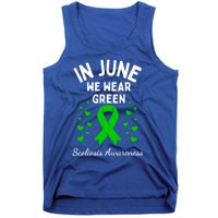 In June We Wear Green Ribbon Heart Scoliosis Awareness Gift Tank Top