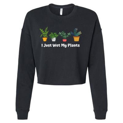 I Just Wet My Plants Funny Gardening Gardener Succulent Gift Cute Gift Cropped Pullover Crew