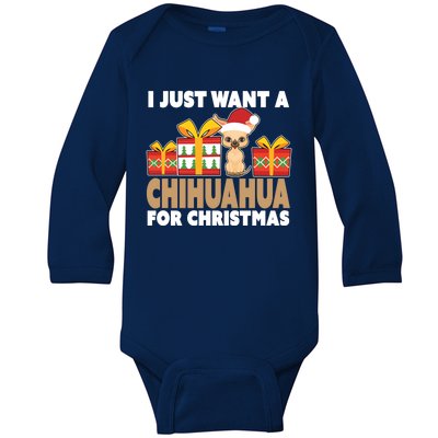 I Just Want A Chihuahua For Christmas Chihuahua Christmas Gift Baby Long Sleeve Bodysuit