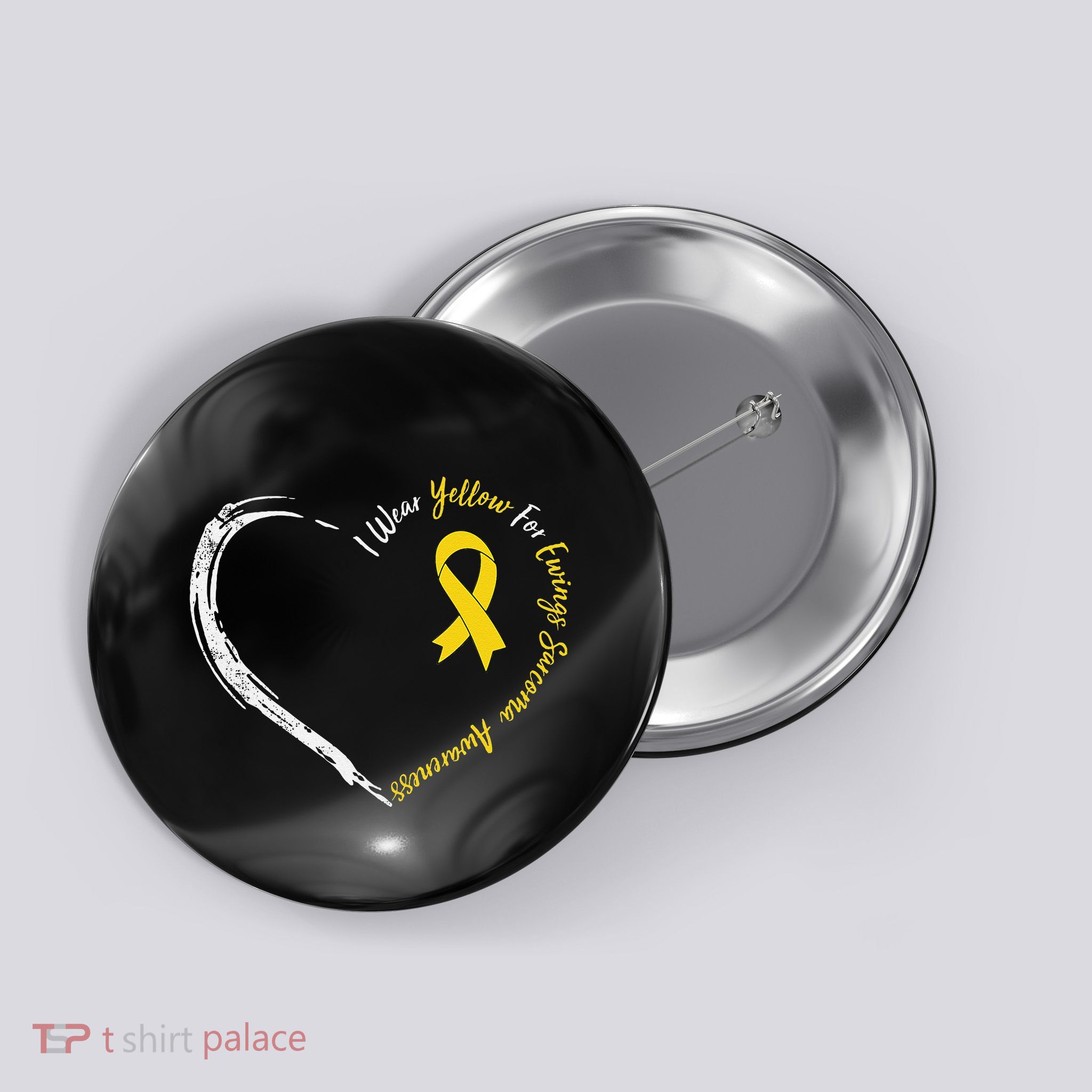 In July We Wear Yellow Ewing Sarcoma Awareness Ribbon Button