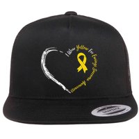 In July We Wear Yellow Ewing Sarcoma Awareness Ribbon Flat Bill Trucker Hat