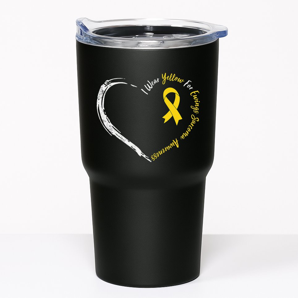 In July We Wear Yellow Ewing Sarcoma Awareness Ribbon Tumbler