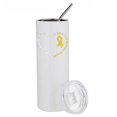 In July We Wear Yellow Ewing Sarcoma Awareness Ribbon Stainless Steel Tumbler