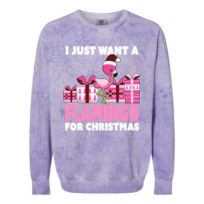 I Just Want A Flamingo For Christmas Flamingo Christmas Cute Gift Colorblast Crewneck Sweatshirt