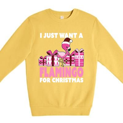 I Just Want A Flamingo For Christmas Flamingo Christmas Cute Gift Premium Crewneck Sweatshirt