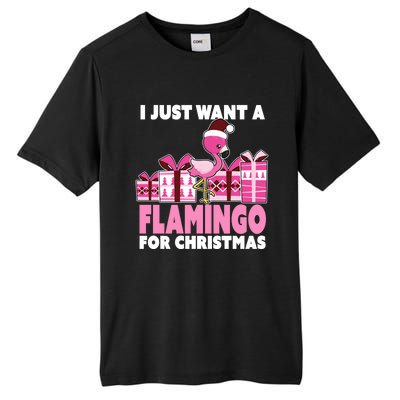 I Just Want A Flamingo For Christmas Flamingo Christmas Cute Gift Tall Fusion ChromaSoft Performance T-Shirt