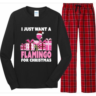 I Just Want A Flamingo For Christmas Flamingo Christmas Cute Gift Long Sleeve Pajama Set